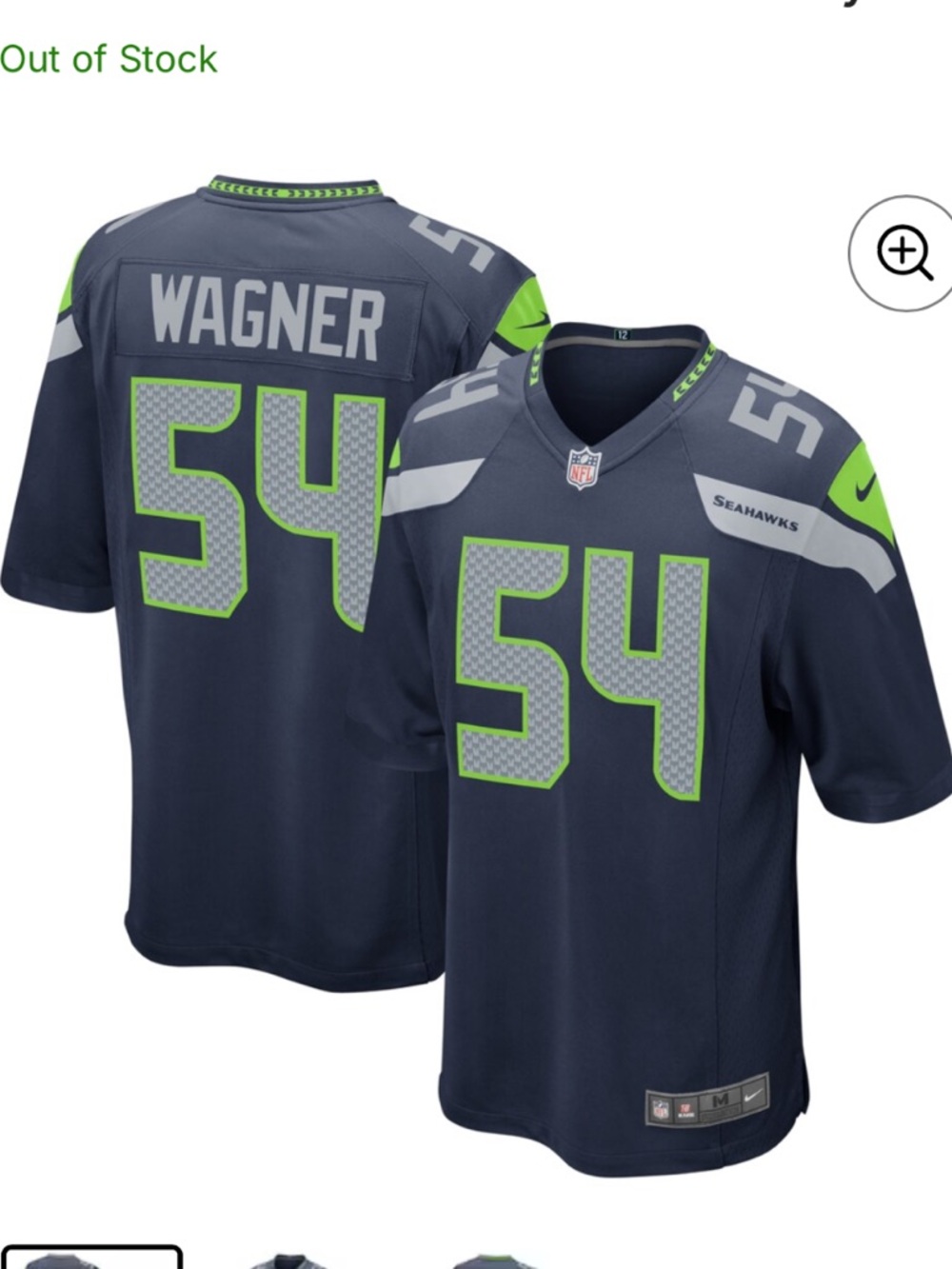 Navy Blue NFL On Field Seattle Seahawks Jersey # 54 Bobby Wagner Men’s S